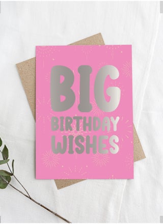Big Birthday Wishes Greeting Card - Pink