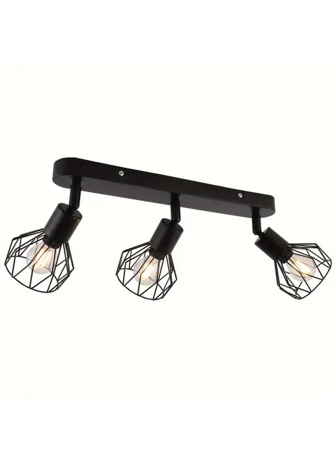Black Vintage Ceiling Spotlight 3 Bulbs E14 Rotatable Rectangular Base LED Living Room Lamp Light - Image 4