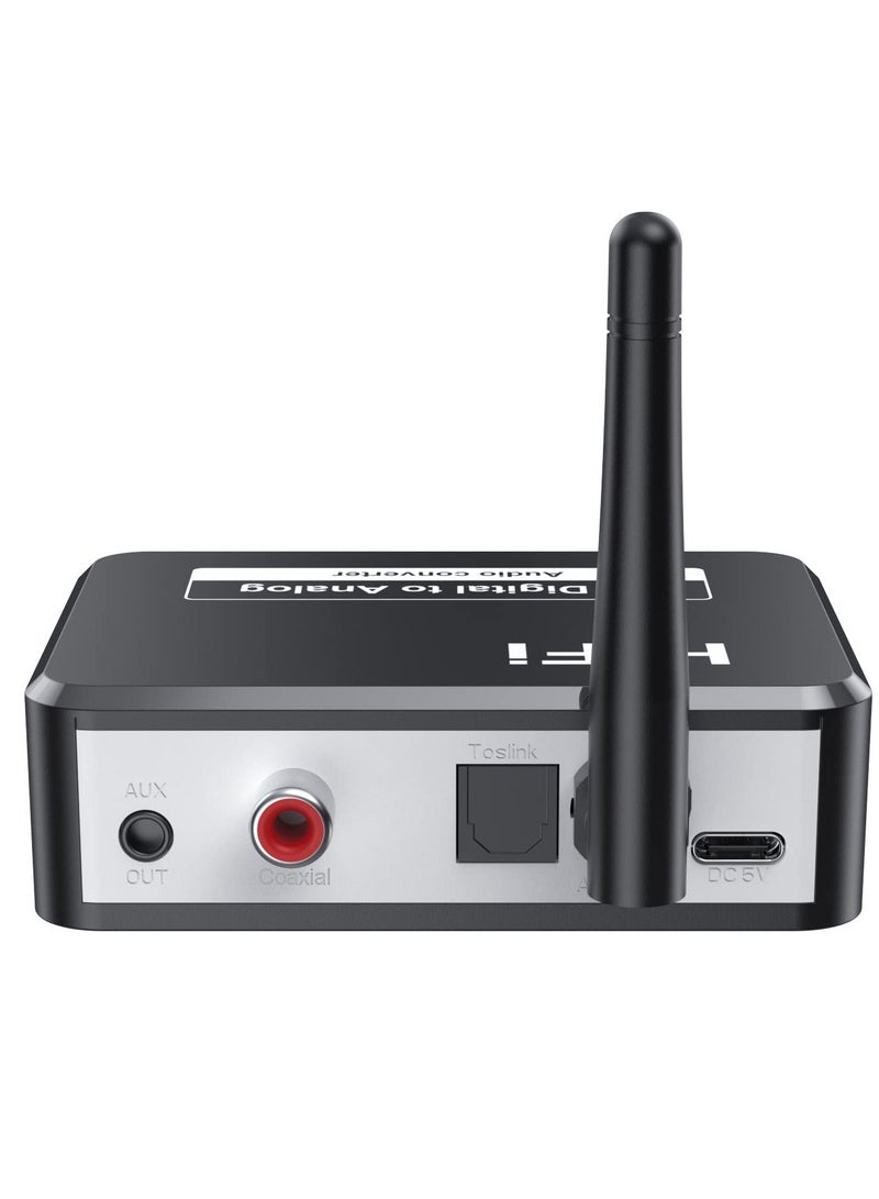 192KHZDigital to Analog Audio Converter, 5.2 Bluetooth Receiver DAC Wireless Audio Adapter with Optical/Coaxial to 3.5mm Audio Output for PS3 PS4 DVD AppleTV Home Cinema - Image 2