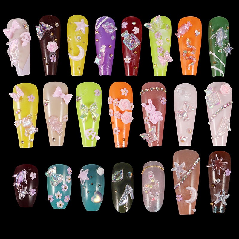 TAMHOO Pack of 250pcs Cute & Sweet 3D Nail Charms for Acrylic Nails, Perfect for Nail Art Decorations & DIY Accessories(Style D) - Image 3