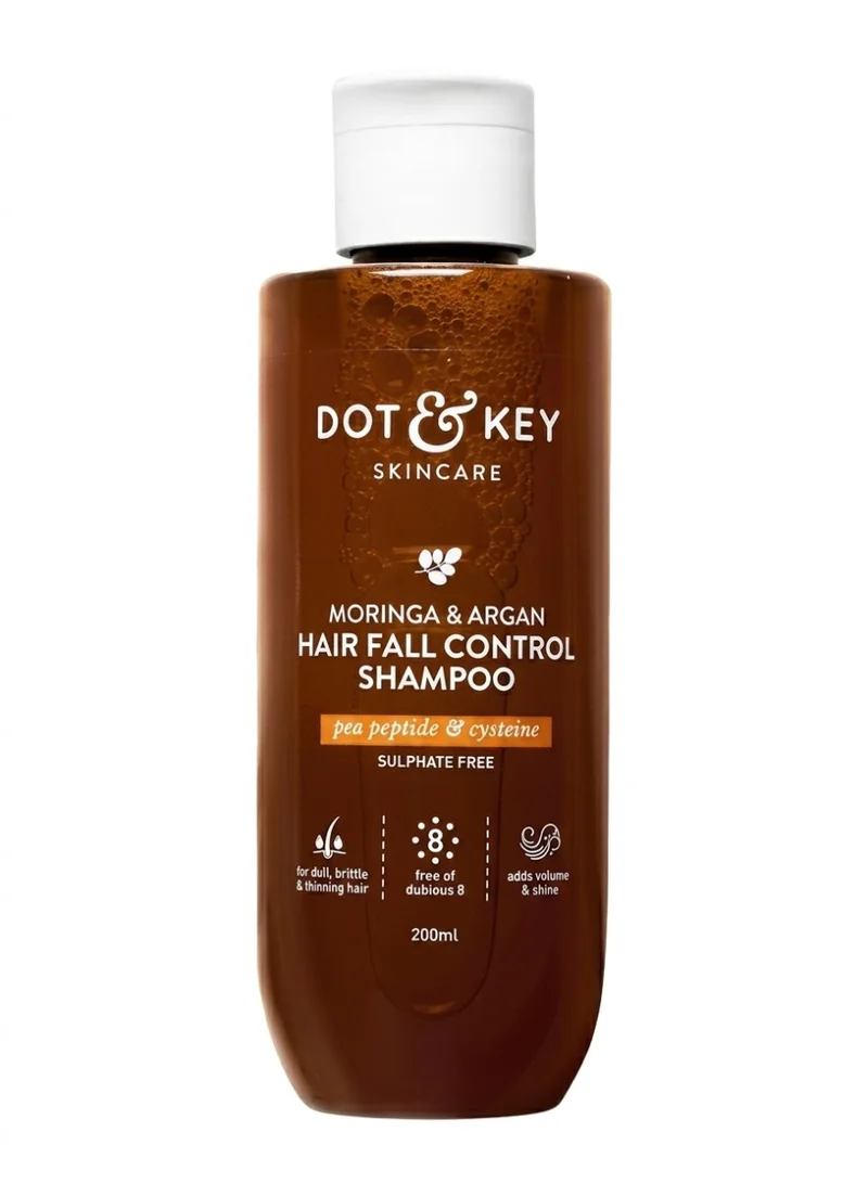 Dot & Key Dot & Key Moringa & Argan Hair Fall Control Shampoo With Pea Peptide & Cysteine | Sulphate Free, Paraben Free | For Dull & Thinning Hair | 200ml
