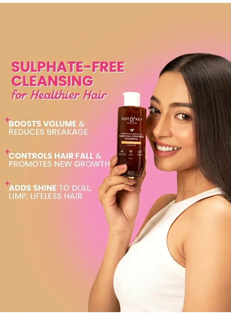 Dot & Key Dot & Key Moringa & Argan Hair Fall Control Shampoo With Pea Peptide & Cysteine | Sulphate Free, Paraben Free | For Dull & Thinning Hair | 200ml