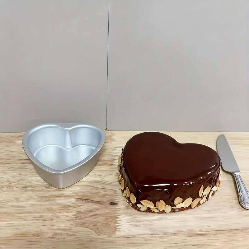 Set Of 5 Heart Shaped 4 Inch Mini Cake Molds Nonstick Aluminum Fixed Bottom - Image 3