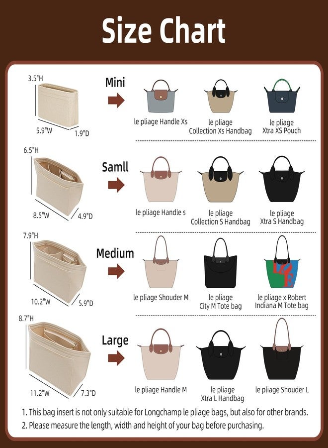 Doxo Longchamp Purse Organizer Insert Large Compatible with Le Pliage L Handbags Tote(Large,Beige) - Image 2