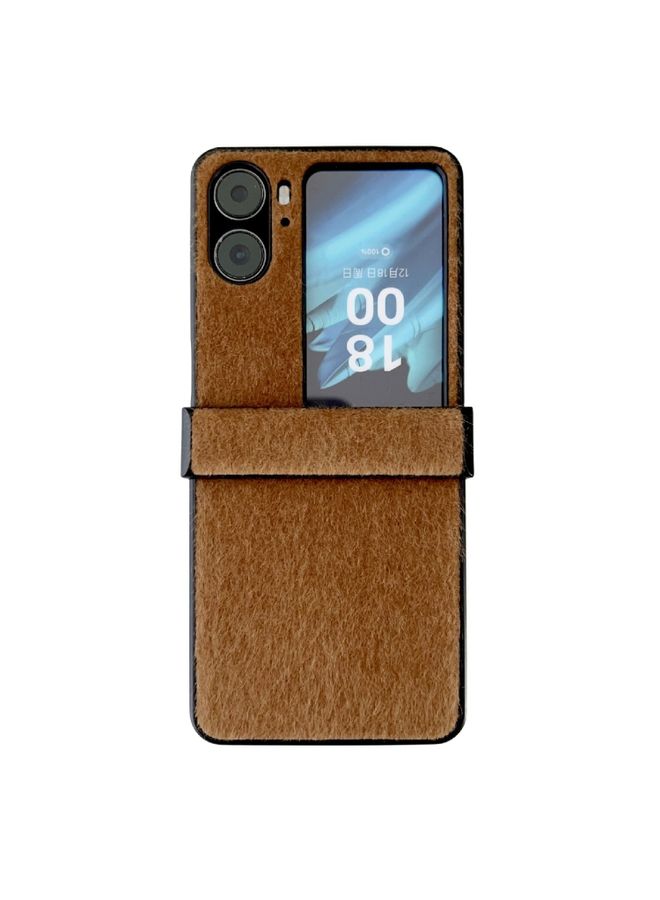 HuHa Case Cover For OPPO Find N2 Flip Hinge Plush PC Phone Case Brown