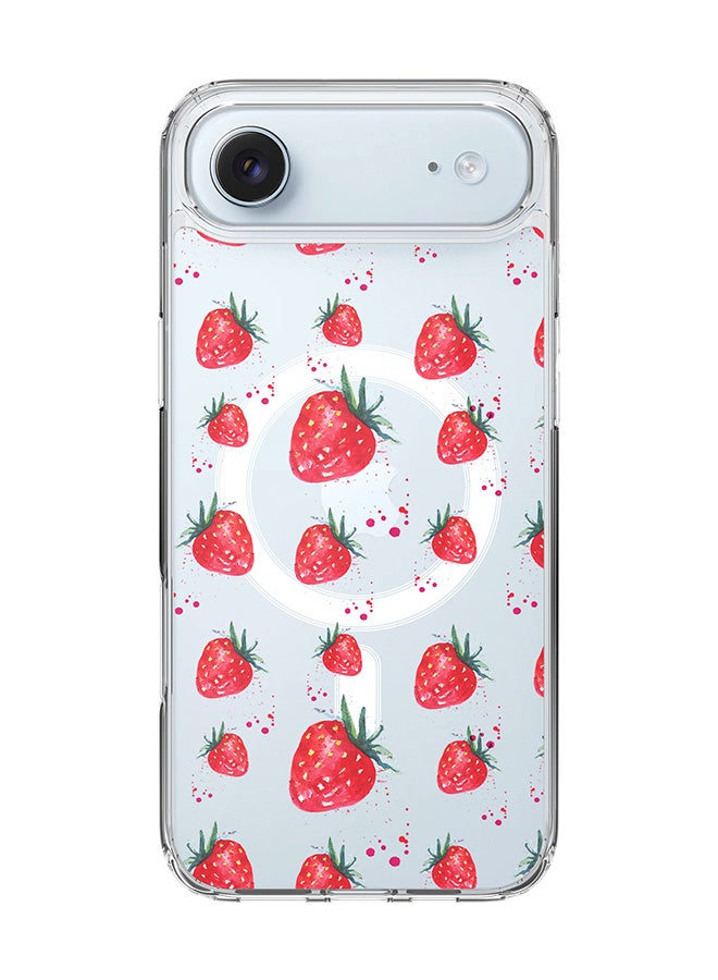 Stylizedd Classic Clear MagSafe Case for iPhone 17 Air , Hybrid Soft Case Flexible Edges Anti Drop TPU PC Gel Thin Transparent Cover [ Designed for iPhone 17 Air ] - Dripping Strawberries