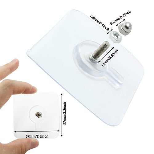 Moicstiy 12 Pcs Adhesive Hooks Screw Hanging Wall Transparent Waterproof Reusable Seamless Sticky Hooks for Kitchens, Bathroom, Office(Screw Length: 0.5inch) - Image 3