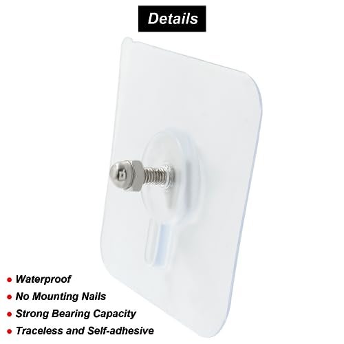 Moicstiy 12 Pcs Adhesive Hooks Screw Hanging Wall Transparent Waterproof Reusable Seamless Sticky Hooks for Kitchens, Bathroom, Office(Screw Length: 0.5inch) - Image 4