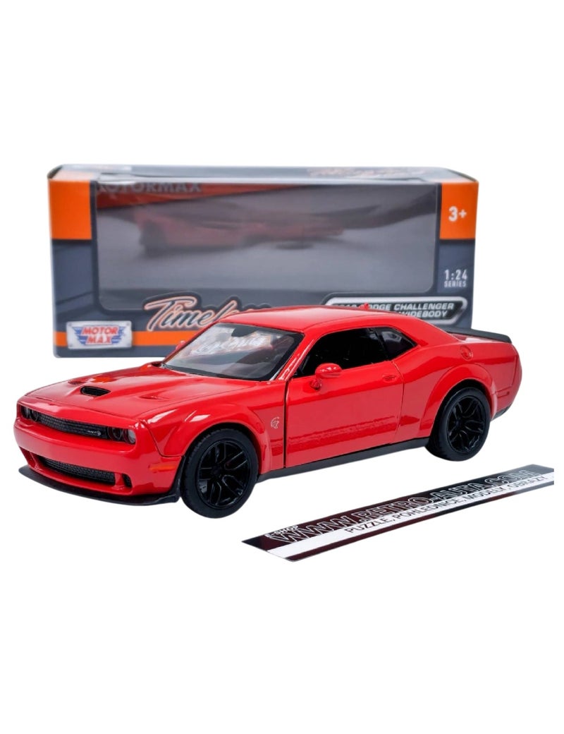 Motormax 2018 Dodge Challenger SRT Hellcat Widebody Die-Cast Model Car â€“ Red, 1:24 Scale - Image 5