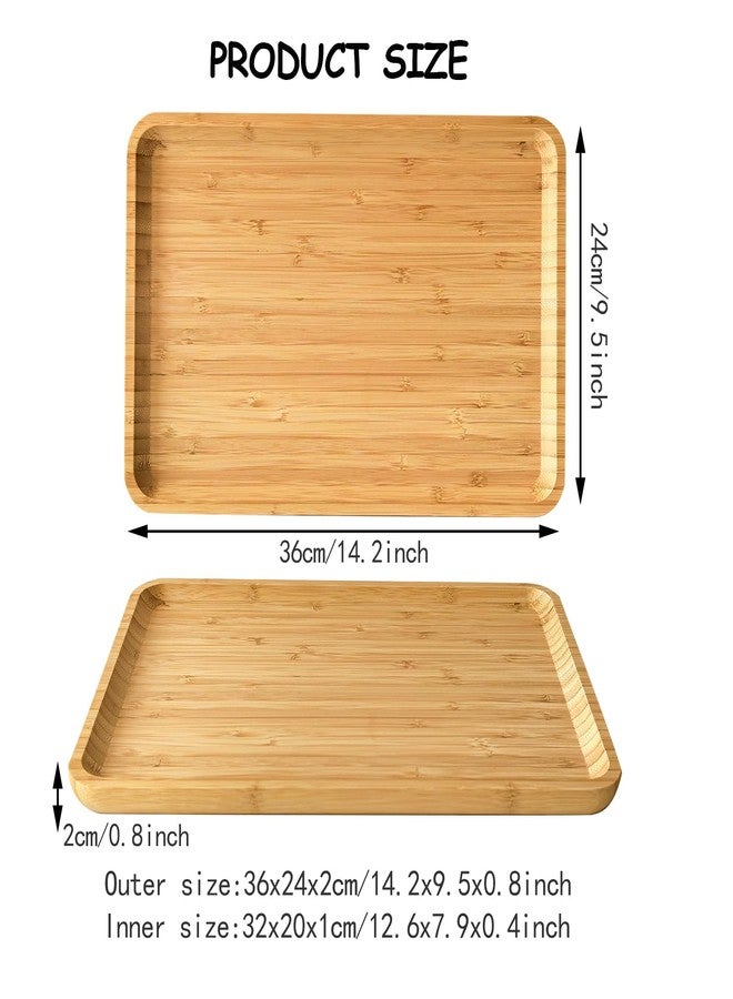 DILLMAN Bamboo Serving Tray Rectangle Platter Breakfast Dinner Food Bed Tray for Eating Kitchen Restaurants (1, 14.2" x 9.5" x 0.8" (no Handle)) - Image 5