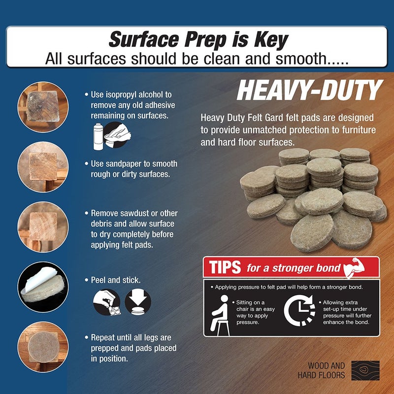 Shepherd Hardware 9916 1-1/2-Inch Heavy Duty Felt Gard Self-Adhesive Leveling Furniture Pads, 4-Pack , Beige - Image 3