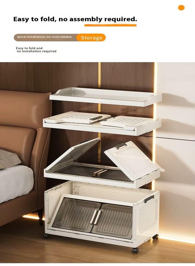 YASONIC 𝟮+𝟭 𝗧𝗶𝗲𝗿 Foldable Plastic Rack for Storage/Kitchen Cupboard/Versatile and Sturdy Wardrobe for Clothes/Multipurpose Storage Organizer/Closet for Bedroom/Living Room/Laundry Room (White) - Image 5