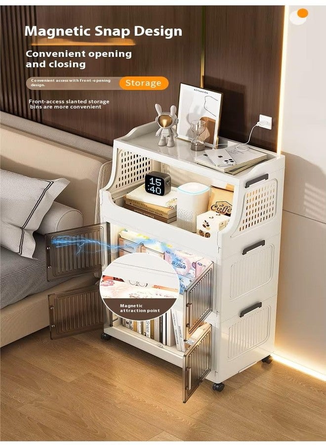 YASONIC 𝟮+𝟭 𝗧𝗶𝗲𝗿 Foldable Plastic Rack for Storage/Kitchen Cupboard/Versatile and Sturdy Wardrobe for Clothes/Multipurpose Storage Organizer/Closet for Bedroom/Living Room/Laundry Room (White) - Image 4