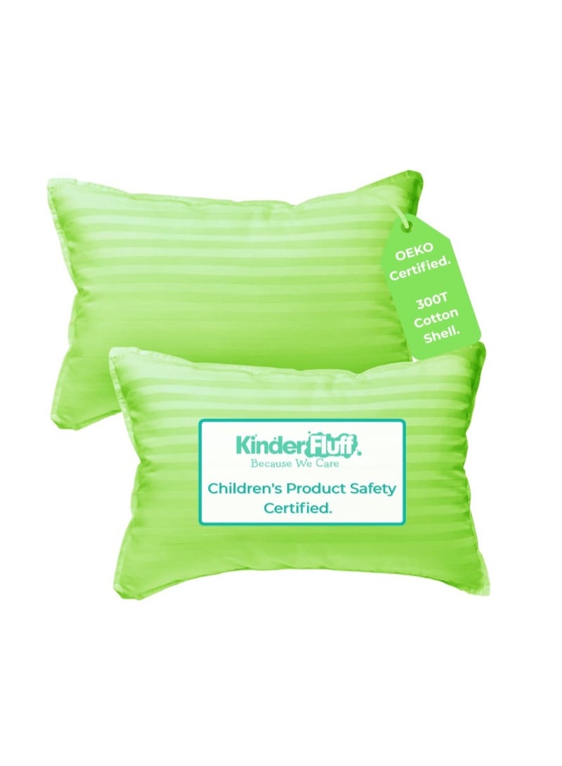 kinder Fluff Toddler Pillows for Bed (2x) - The Only Kids Pillow 300T Cotton Shell & Down Alternative Fill - Travel Pillow for Children Bedding Set Sleeping Pillow Floor Bed Pillows (35x50cm) - Image 1