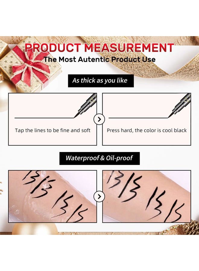 Erinde 6PCS Double-headed Liquid Eyeliner Stamp Pen Set, Black Eyeliner Pencil Eye Liner Stencil, Winged Eyeliner Tattoo Tool, Star Moon Heart Eyeliner Stamp Eye Face Makeup for Women - Image 4