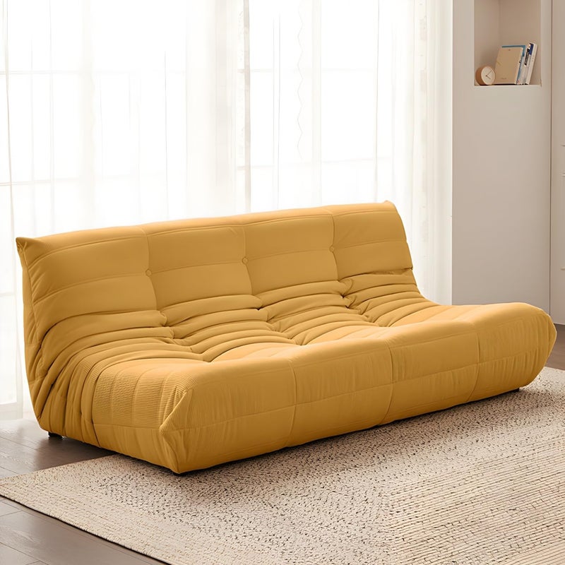 Comfynest Modern Tufted Cushions Armless Living Room Wooden Standard Seating - Suede 180 X 102 X 70 Cm Orange - Image 4