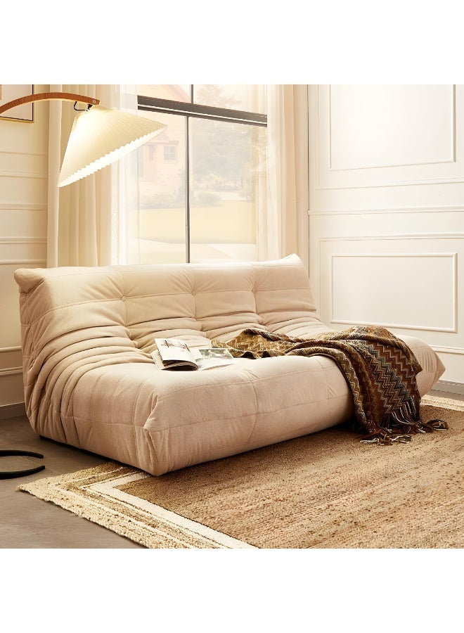 Comfynest Modern Tufted Cushions Armless Living Room Wooden Standard Seating - Suede 180 X 102 X 70 Cm Orange - Image 2