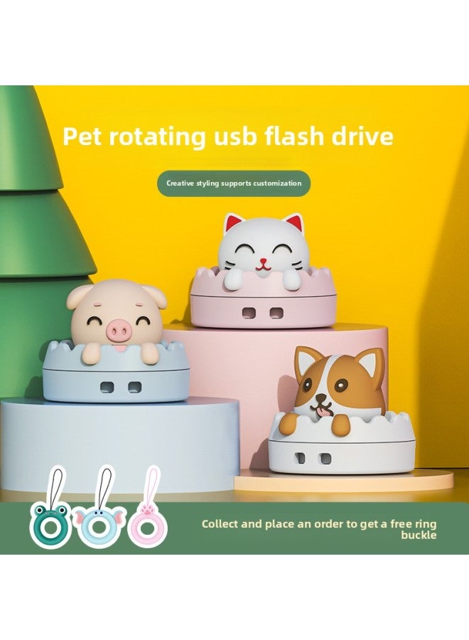قرص U Disk Mini Doll Usb2.0 عالي السرعة من Animal U Disk قابل للطباعة بشعار هدية قرص U - اللون: Cat Mi + مشبك حلقي - السعة: 64 جيجابايت - Image 3