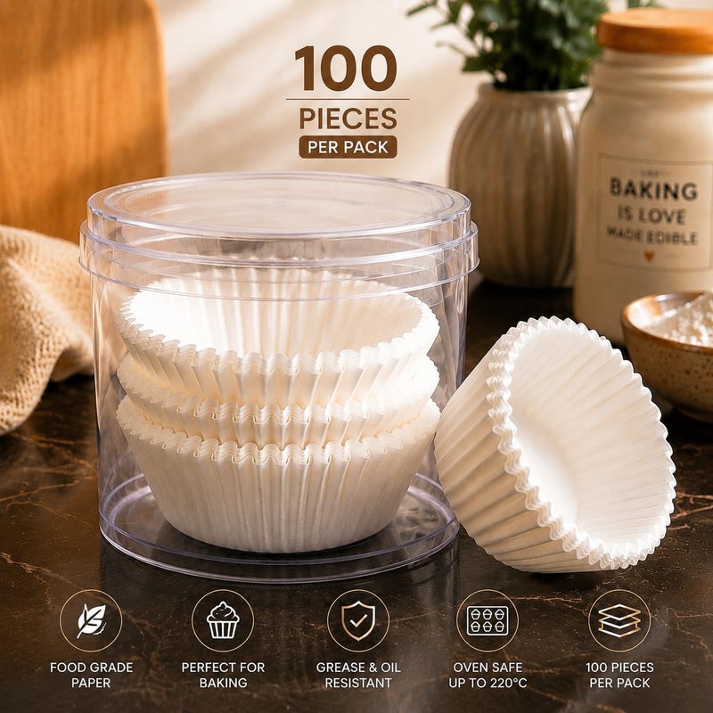 ورق كب كيك ابيض بريميوم – 100 قطعة، ورق خبز مثالي للكب كيك، المافين Premium White Paper Cupcake Cups, 100 Pcs – Food Grade Baking Liners for Cupcakes, Muffins, Desserts & Party Treats. - Image 3