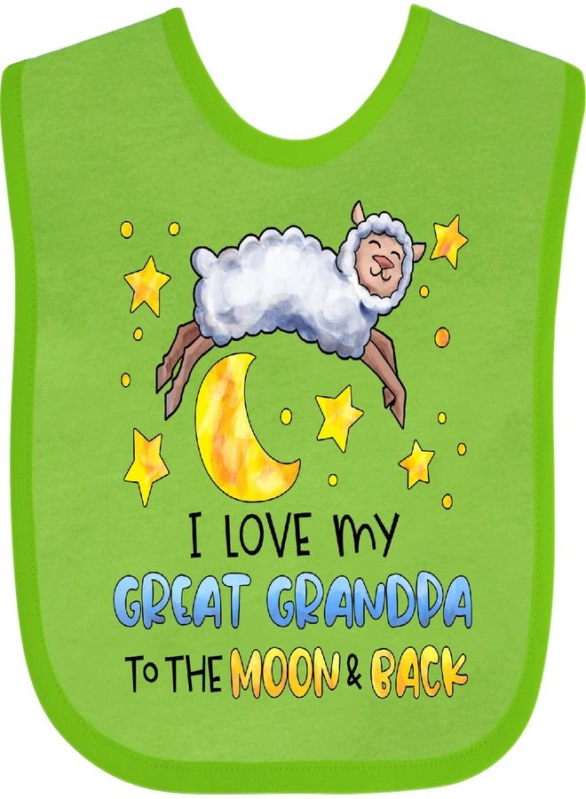 inktastic I Love My Great Grandpa To the Moon and Back Cute Sheep Baby Bib Apple Green 39f9b - Image 1