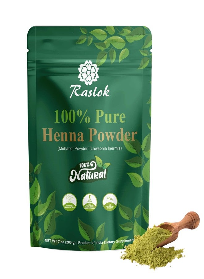 Raslok 100% Pure Henna Powder – Lawsonia Inermis – Triple-Sifted Fine for Hair Care – Vegan – 200g / 7 oz - Image 1
