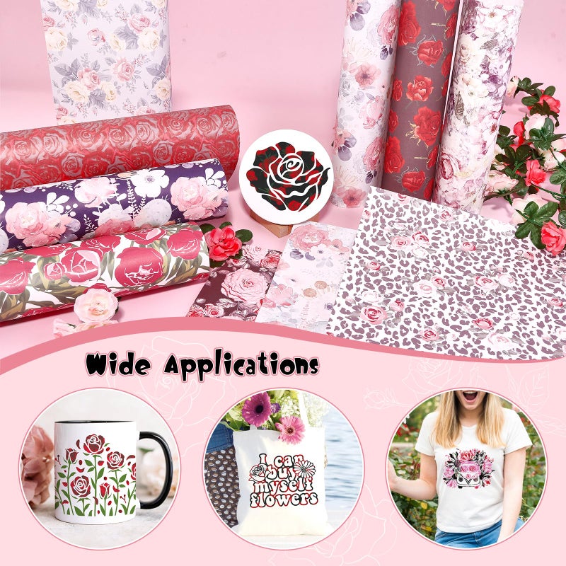 Tintnut Rose Sublimation Pattern Transfer Paper - 10 Sheets 12"x10", Flower Pattern Sublimation Transfer Paper Bundle Compatible with Cricut for DIY Mugs, Tumblers, Key Chain, T-Shirts - Image 5