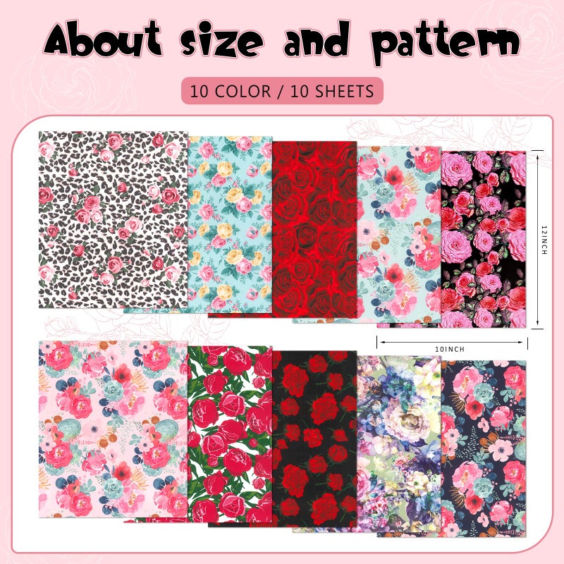 Tintnut Rose Sublimation Pattern Transfer Paper - 10 Sheets 12"x10", Flower Pattern Sublimation Transfer Paper Bundle Compatible with Cricut for DIY Mugs, Tumblers, Key Chain, T-Shirts - Image 3