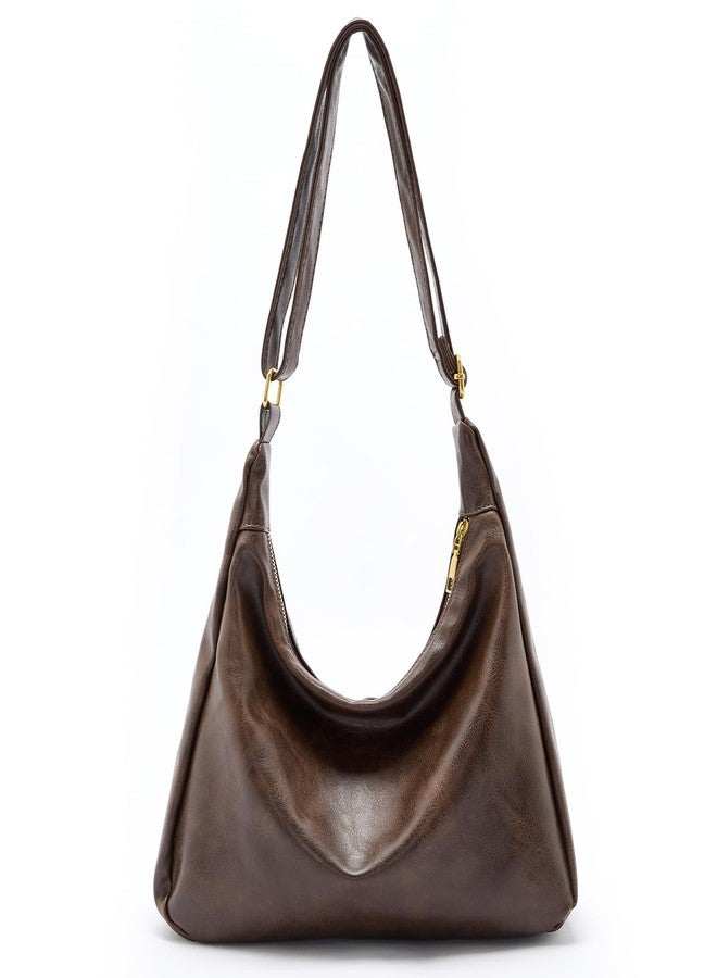 celestina Hobo Bags for Women Soft Vegan Leather Shoulder Handbag Slouchy Tote Purses (Brown) - Image 1