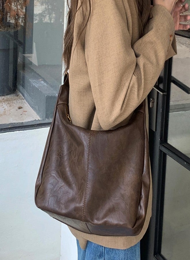 celestina Hobo Bags for Women Soft Vegan Leather Shoulder Handbag Slouchy Tote Purses (Brown) - Image 2
