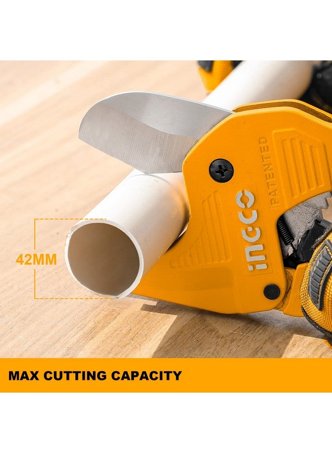 INGCO PVC Pipe cutter Ratchet-type Tube and Pipe Cutter for Cutting O.D. PEX, PVC, and PPR Hoses and Plumbing Pipes up to 5/8"，Uesful for Household, Maintenance, Plumber HPCS05428 - Image 4