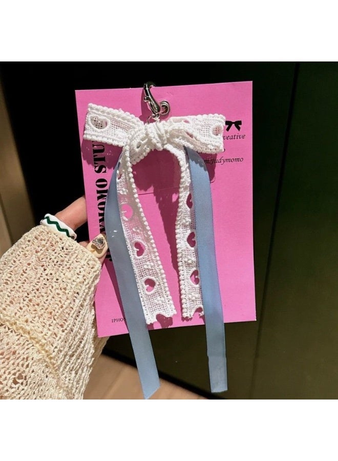 NIBEMINENT Phone Charm/ Chain Strap for Women Girls, Bows And Ribbons In Baby Blue Satin Cell Phone Case Lanyard Wrist Strap