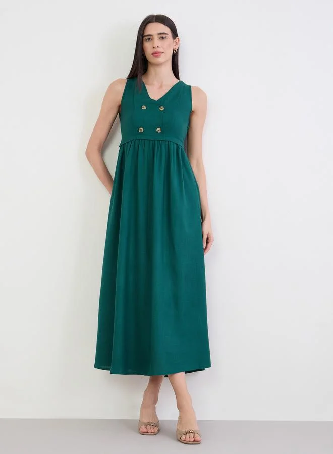 Styli Green Sleeveless Maxi Dress