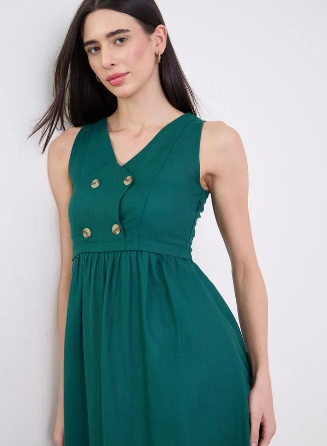 Styli Green Sleeveless Maxi Dress