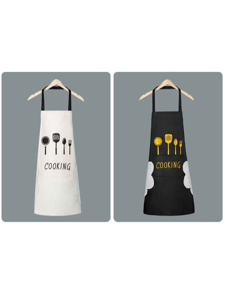 Generic - Adjustable Waterproof Kitchen Cooking Apron Chef Aprons With Pocket S, BBQ Restaurant Apron for Cooking Baking Gardening (A Pair) - Image 1