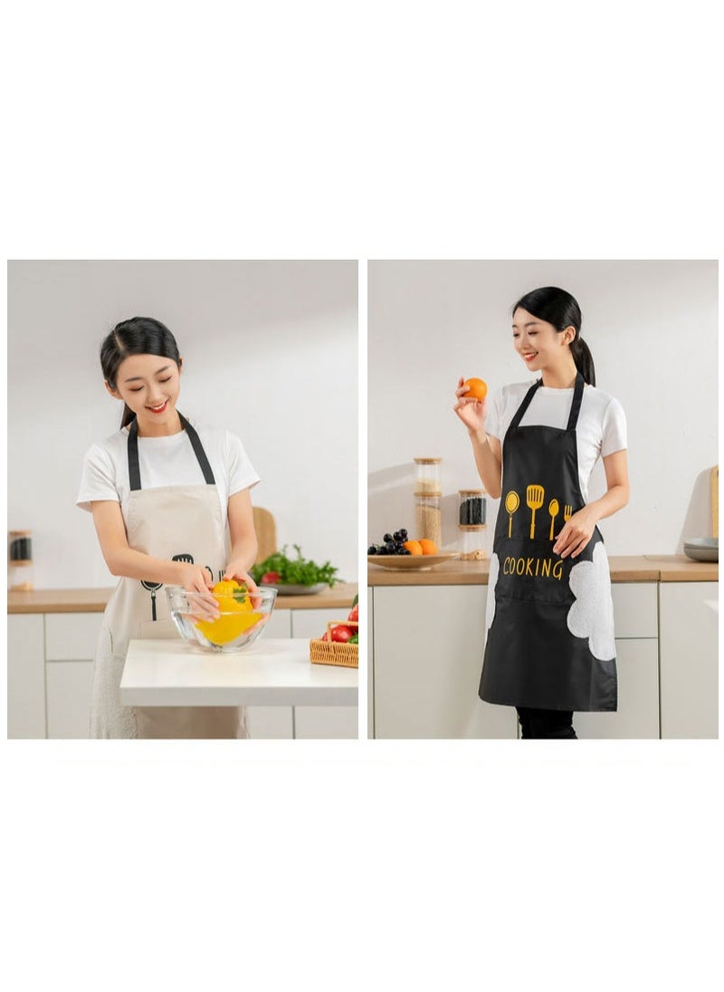 Generic - Adjustable Waterproof Kitchen Cooking Apron Chef Aprons With Pocket S, BBQ Restaurant Apron for Cooking Baking Gardening (A Pair) - Image 1