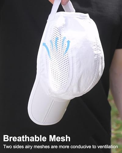 GADIEMKENSD Men Outdoor Hat Reflective Folding Running Sport Hats Summer Cool UPF 50 Sun Unstructured Baseball Caps for Men Women Breathable Light Quick Dry Travel Golf Hat White - Image 4