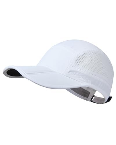 GADIEMKENSD Men Outdoor Hat Reflective Folding Running Sport Hats Summer Cool UPF 50 Sun Unstructured Baseball Caps for Men Women Breathable Light Quick Dry Travel Golf Hat White - Image 1