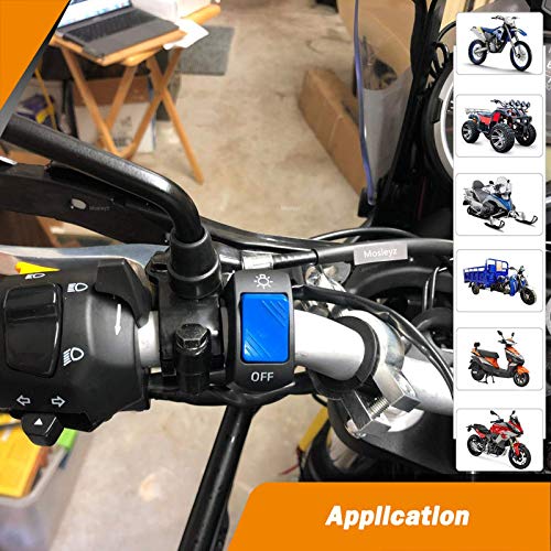 Mosleyz Motorcycle Handlebar Switch ATV Light Switch with On Off Push Button Toggle Switch for U5 U7 U2 Motorcycles Scooter Electrombile Motorbike-7/8(22mm) Blue - Image 5