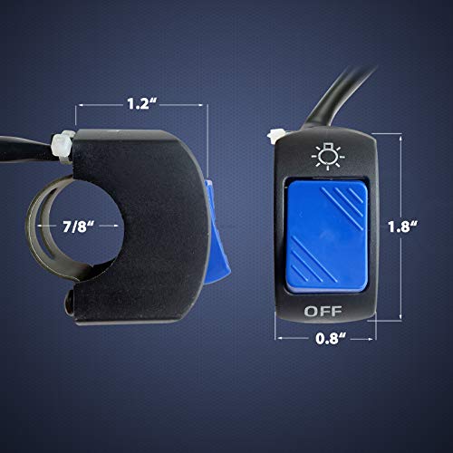 Mosleyz Motorcycle Handlebar Switch ATV Light Switch with On Off Push Button Toggle Switch for U5 U7 U2 Motorcycles Scooter Electrombile Motorbike-7/8(22mm) Blue - Image 2