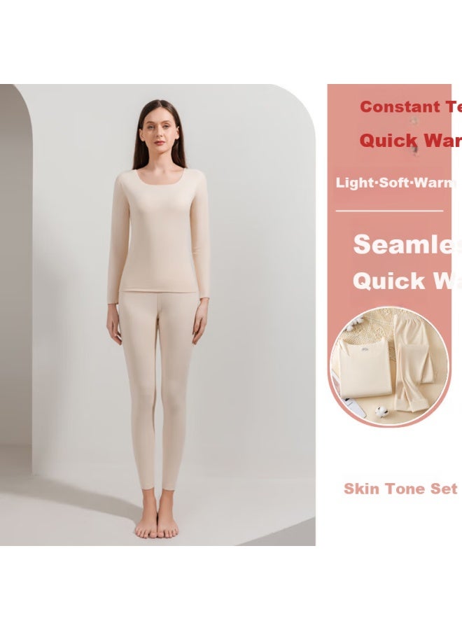 Fentengcare Autumn Winter Thermal Set Uni Soft Warm Double-sided Brushed Fleece Heat Retention Skin-friendly High Elasticity Hj