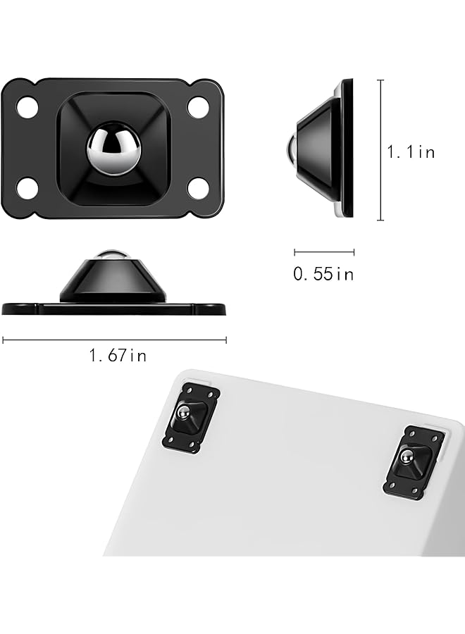 erorex 16 Pcs Mini Casters Wheels Self Adhesive Stainless Steel Paste Universal Wheel 360 Degree Rotation Storage Box Furniture Bins Bottom Trash Can Caster Black - Image 5