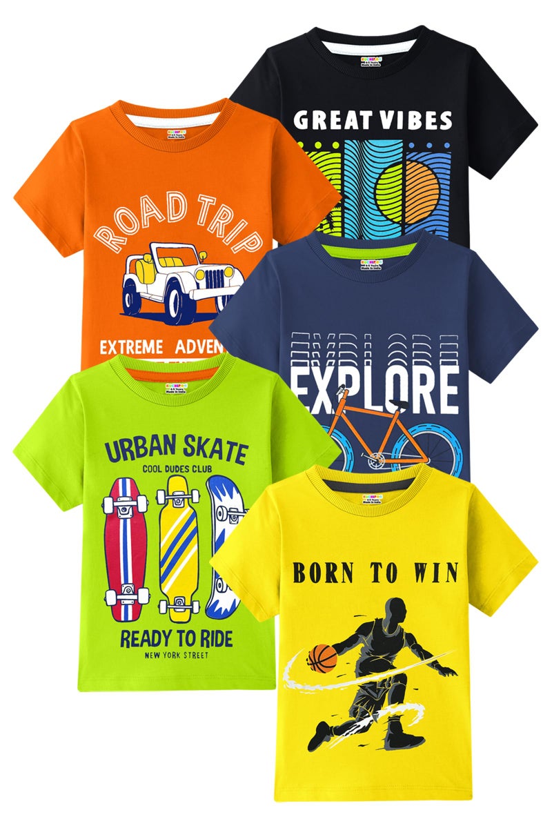 Kuchipoo Boys Regular Fit Half Sleeves Cotton T-Shirts (KUC-TSHRT-565, 7-8 Years, Multi-Colored) - Image 1