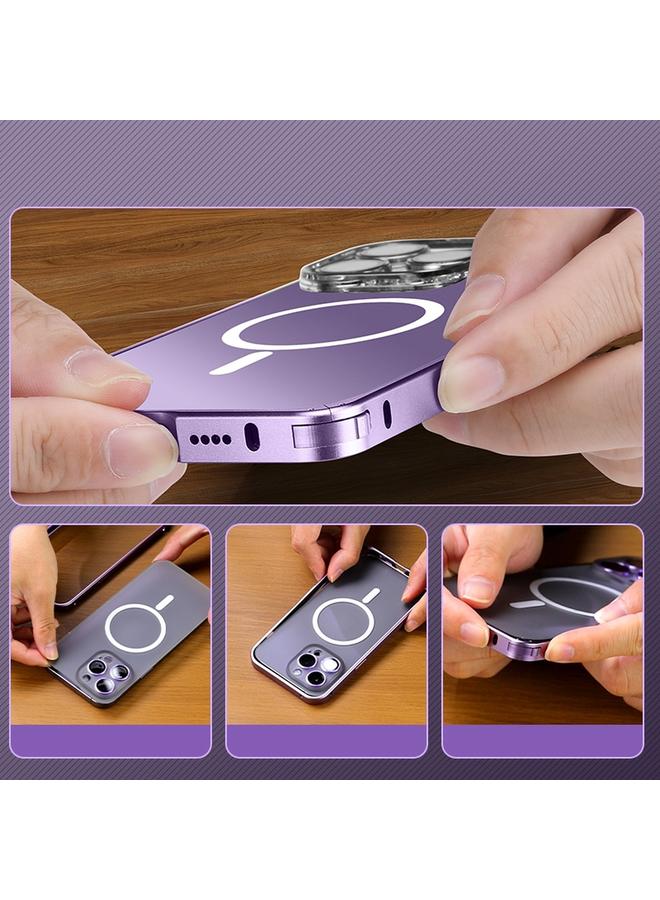 Zaboon Case For iPhone 13 Pro Max Spring Buckle Metal Frosted Magsafe Phone Case - Image 5
