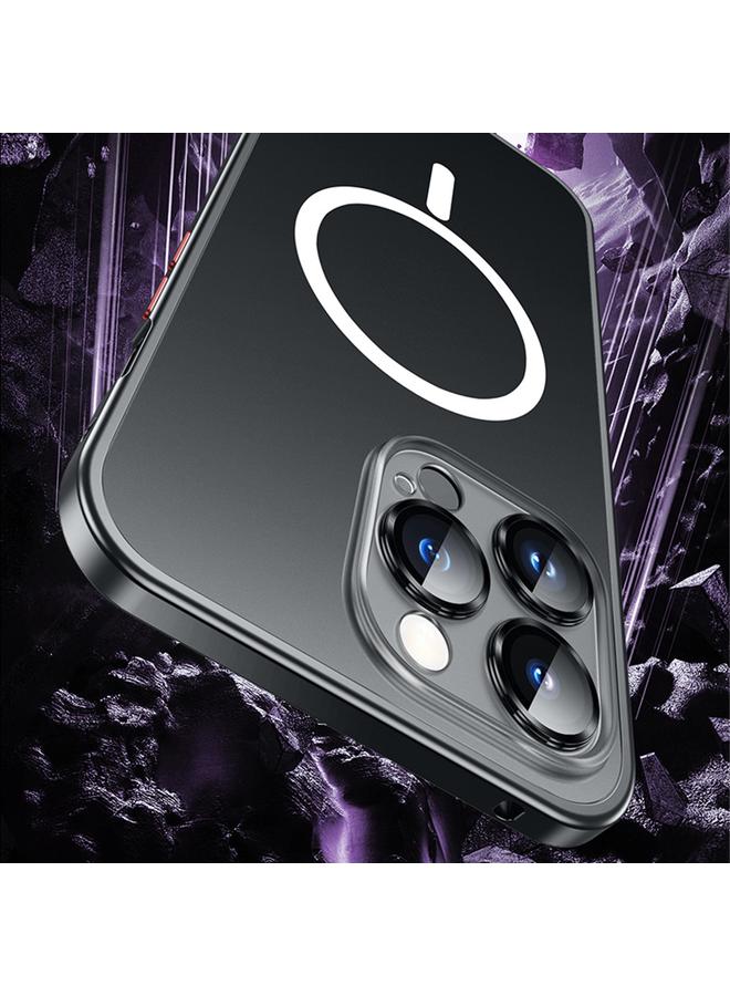 Zaboon Case For iPhone 13 Pro Max Spring Buckle Metal Frosted Magsafe Phone Case - Image 3