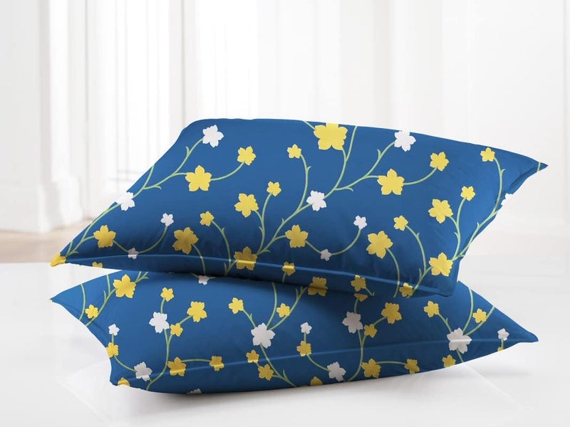 BSB HOME مجموعة BSB HOME برايم 160tc من قطن الميكروفايبر الناعم القابل للتنفس والمضاد للتجاعيد مع 2 غطاء وسادة بحجم كينج - أصفر وأبيض - Image 5