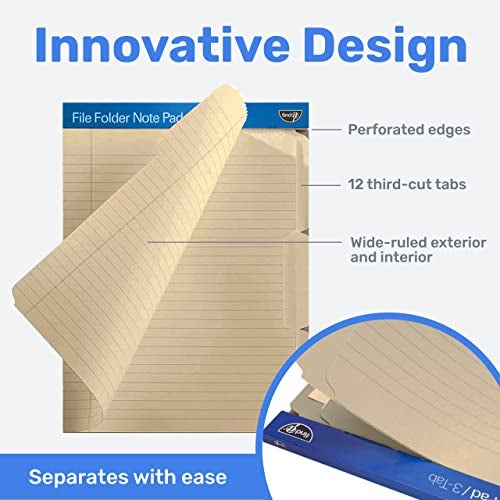 Find It File Folder Notepad - Pack of 12-9.5 x 12.5 Inch Notebook Organizer Folders for Filing, Document, and Clipboard Organization - Manila - Image 3