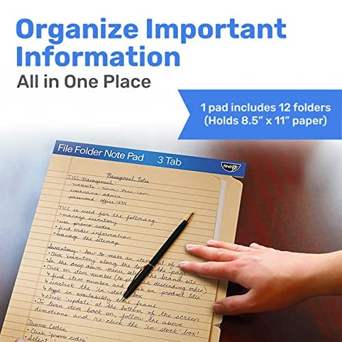 Find It File Folder Notepad - Pack of 12-9.5 x 12.5 Inch Notebook Organizer Folders for Filing, Document, and Clipboard Organization - Manila - Image 2