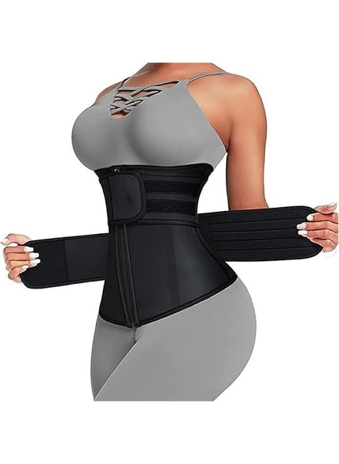 TRASSLE Adjustable Waist Trainer,Sauna Belt for Belly Body Shaping,Workout Corset Waist Trainer with Zipper,Compression Wrap for Women and Men - Plus Size Waist Trimmer Corset  - Image 3