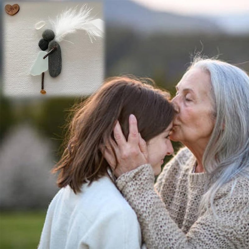 klarako Memorial Gift Sorry for your loss Gift Sea Glass Art Sympathy Gift, Table Decorations in Memory of Deceased Loved Ones, Angel Wing Feather Handmade Grief Gift, Framed Decor (#1) - Image 3