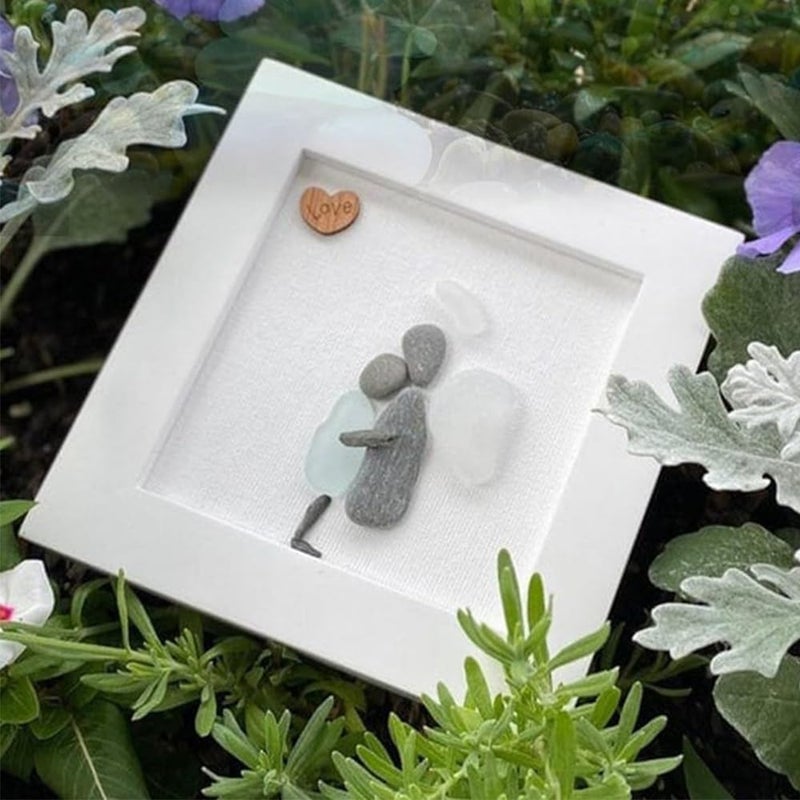 klarako Memorial Gift Sorry for your loss Gift Sea Glass Art Sympathy Gift, Table Decorations in Memory of Deceased Loved Ones, Angel Wing Feather Handmade Grief Gift, Framed Decor (#1) - Image 2